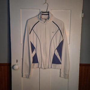 NIKE Active White Purple Dri-fit Long Sleeve Zip-up Track Jacket LARGE